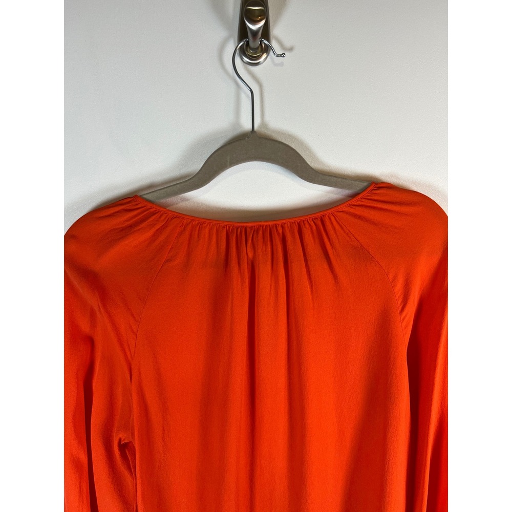 Tory Burch Orange 100% Silk Long Sleeve Blouse Top Style 11111168 Womens Size 2 - Picture 9 of 12